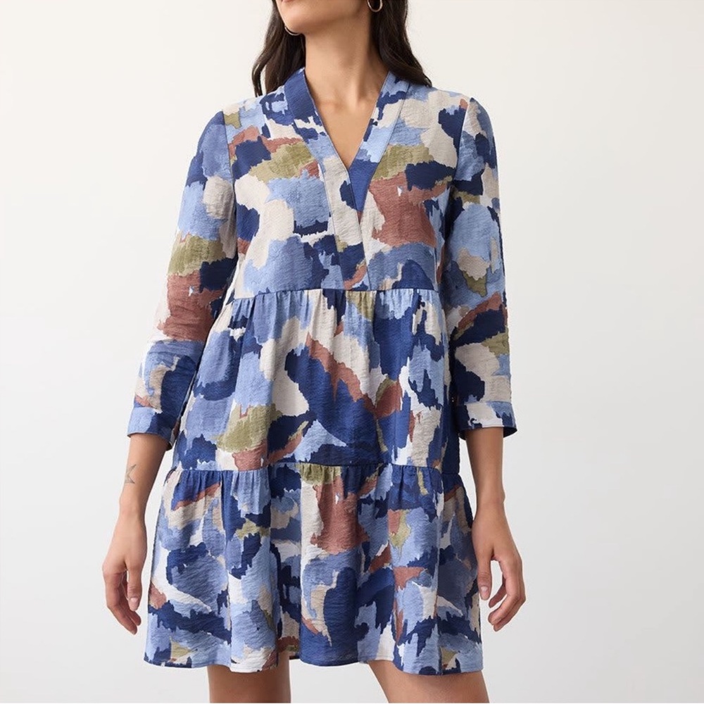 Reitmans Blue Multi-Color Printed Midi Dress
